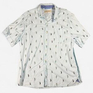 Tommy Bahama Hula Girl‎ Print Short Sleeve Hawaiian Shirt Button Up Size XL